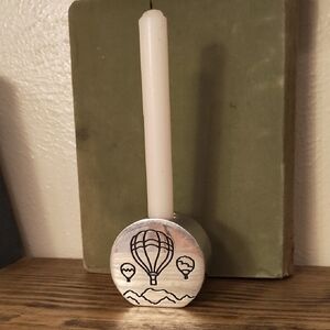 Silver Candle Holder with Hot Air Balloon Design